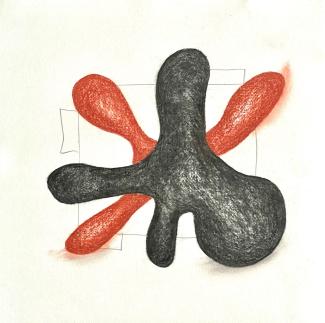 Two, Red and Black in a Space, 40 x 40 cm, 2011